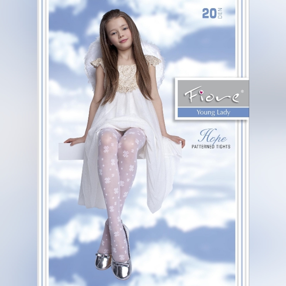 Young Lady White  Easter Flower Patterned Tights